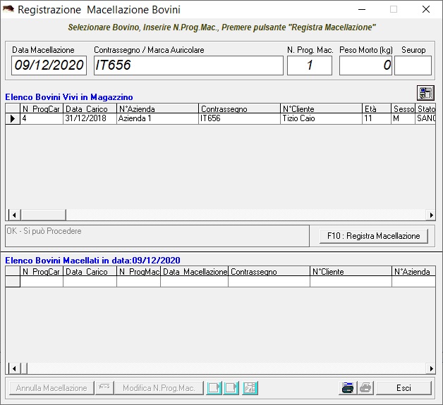 Registra Macellazione Bovino Registrazione Macellazione